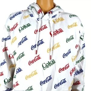Coca‎ Cola White Hoodie with Multicolor Logo Print